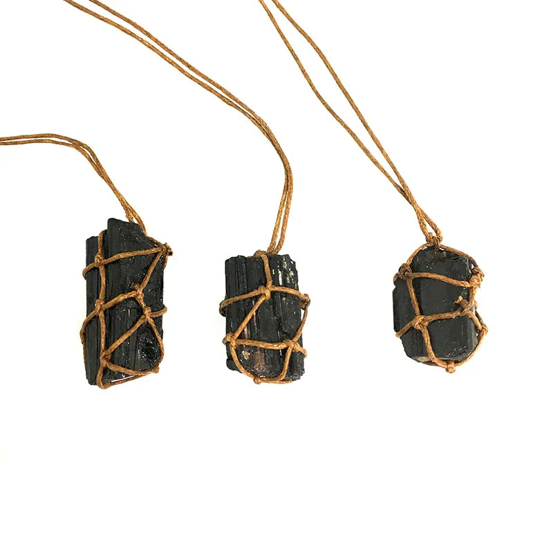 Мужские и женские Колье чокер ручной работы из натурального черного турмалина с