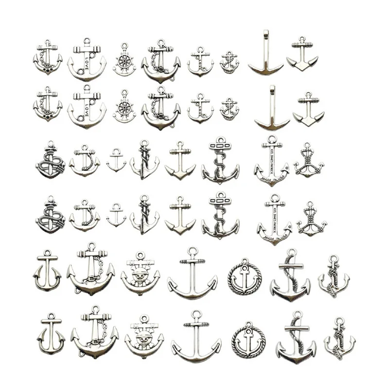 

46pc DIY Retro Vintage Anchor Rudder Pendant Ocean Manual Handmake Jewelry Wholesale Pendants Accessories Gifts
