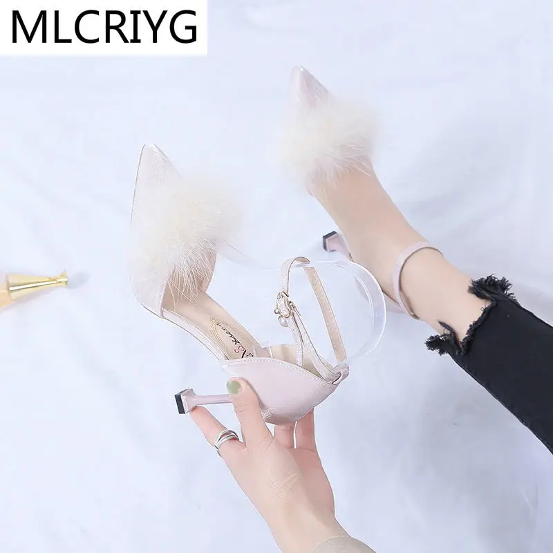 

Spring New Baotou High-heeled Shoes Fashion Pointed Women with Heels Single Shoes Fairy Wind Shoes Stiletto Heels Women Shoes