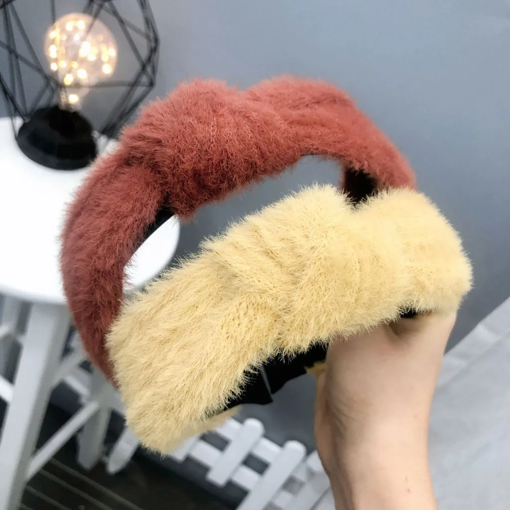 Модная повязка для волос с бантиком Женская на голову простая одноцветная Милая