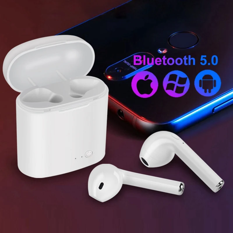 I7S наушники-вкладыши TWS с Беспроводной Bluetooth наушники 5 0 воздушный мини зарядный