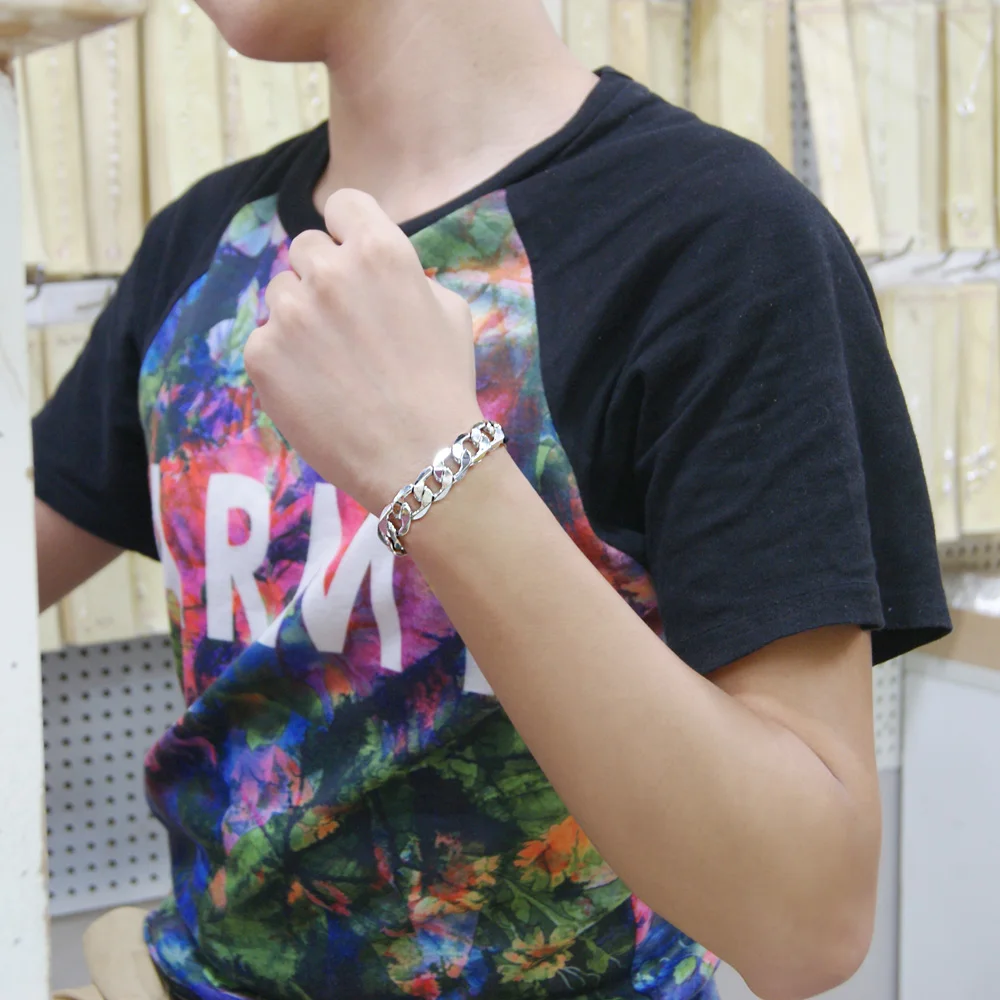 Хип хоп панк Для мужчин браслет КУБИНСКИЙ звено цепи s Wo Браслеты серебристого