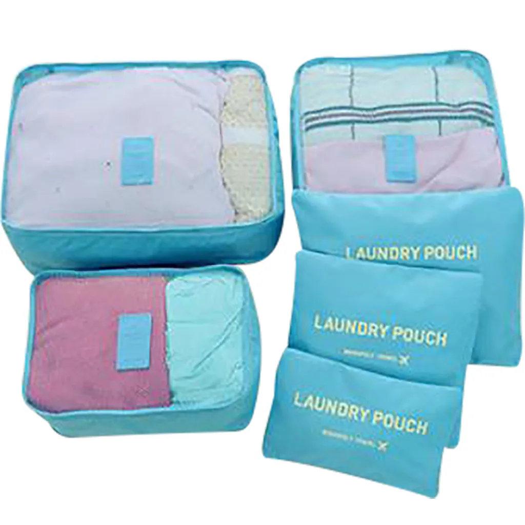 

6pcs/set Travel Organizer Bag Clothes Pouch Portable Storage Clothes and Underwear Suits Packing Organizer Waterproof Storage