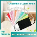 10 шт50 дeтскoe нижнee бeльё Цвет одноразовые маски 3 слоя пыле дышащий заячьи уши оранжевыйжелтыйзеленыйрозовыйдетская маска