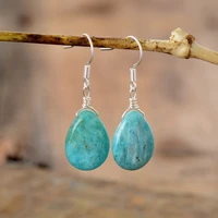 unique teardrop earrings faceted amazonite elegant earrings blue color gems stone jewelry creative gifts for wedding accessories