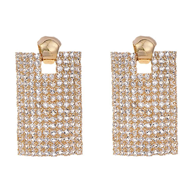 ZHINI Новая модная золотая серьга Boho личность геометрический прямоугольник