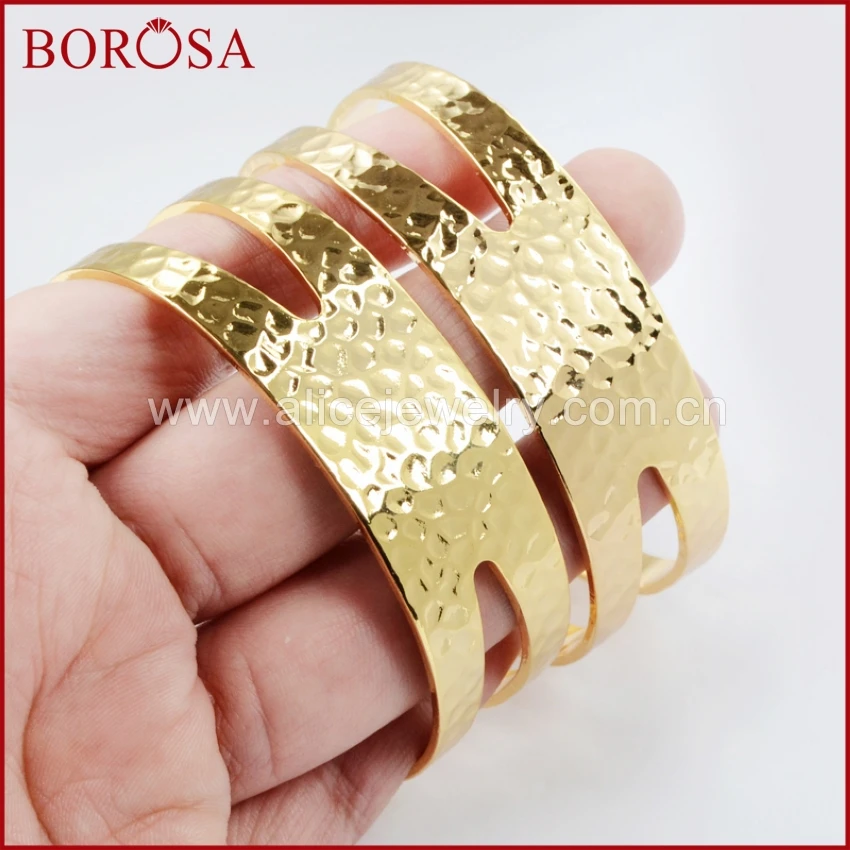 BOROSA 10 шт. золотой цвет полые латунные пустые зерна шаблон манжеты браслет