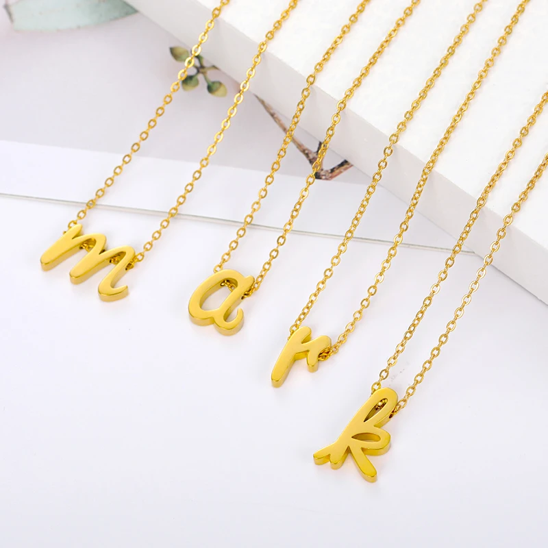 

a-z Lowercase Initial Necklace Letters Pendant Neck Chains Stainless Steel Necklaces Gold Jewelry for Women Gifts Wholesale