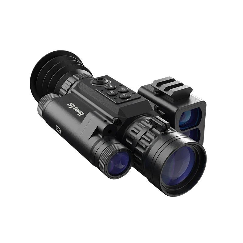 Sytong HT60 LRF2-3/8XDigital Night Vision Clip-on Riflescope Laser Rangefinder WIFI Transmission Crosshair Aim Sight for Hunting