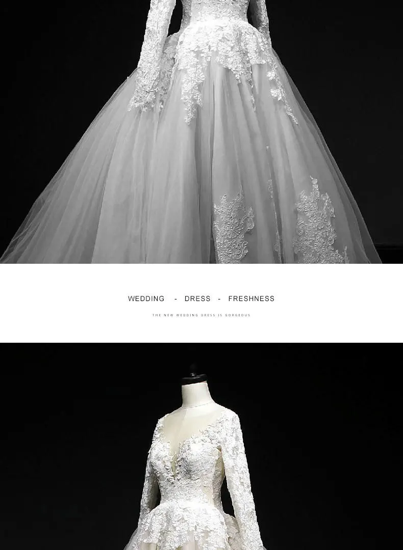 Vivian's Bridal, кружевное бальное платье с аппликацией, свадебное платье, сексуальное, глубокое, иллюзионное, Сетчатое, с открытой спиной, с длинным рукавом, на заказ, свадебное платье