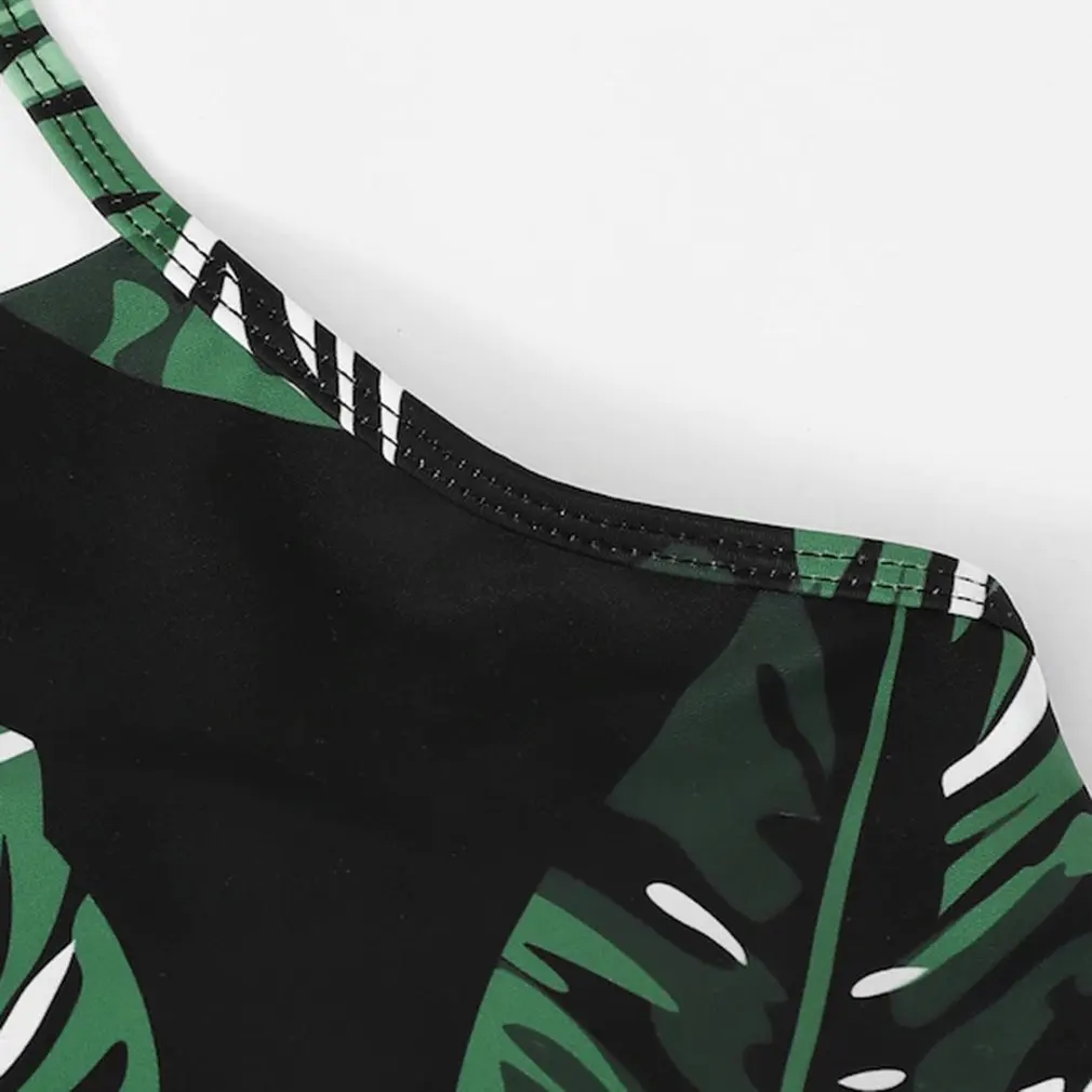 

Women Girls Split Printed Bellyband High Waist Swimsuit Backless Sleeveless Swimsuit Swimwear SwimdressSummer Beach Surf Wear