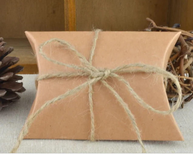 craft with string 100 шт душ вечерние бумажная Подушка Конфета в подарок коробки цветной картон форма конфеты свадебное оформление коробки сладости подарок розовый - Цвет: craft with string