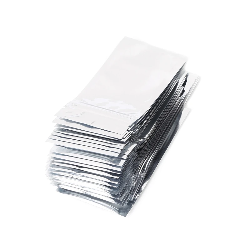 50 шт. 7x13 см серебряная алюминиевая фольга майлар Recloeable Ziplock сумка Передняя