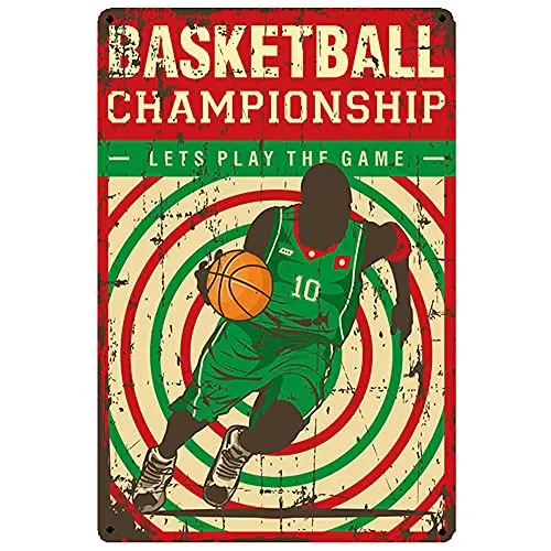 

Original Retro Design Basketball Champion Ship Tin Metal Signs Wall Art | Thick Tinplate Print Poster Wall Decoration for Stadiu