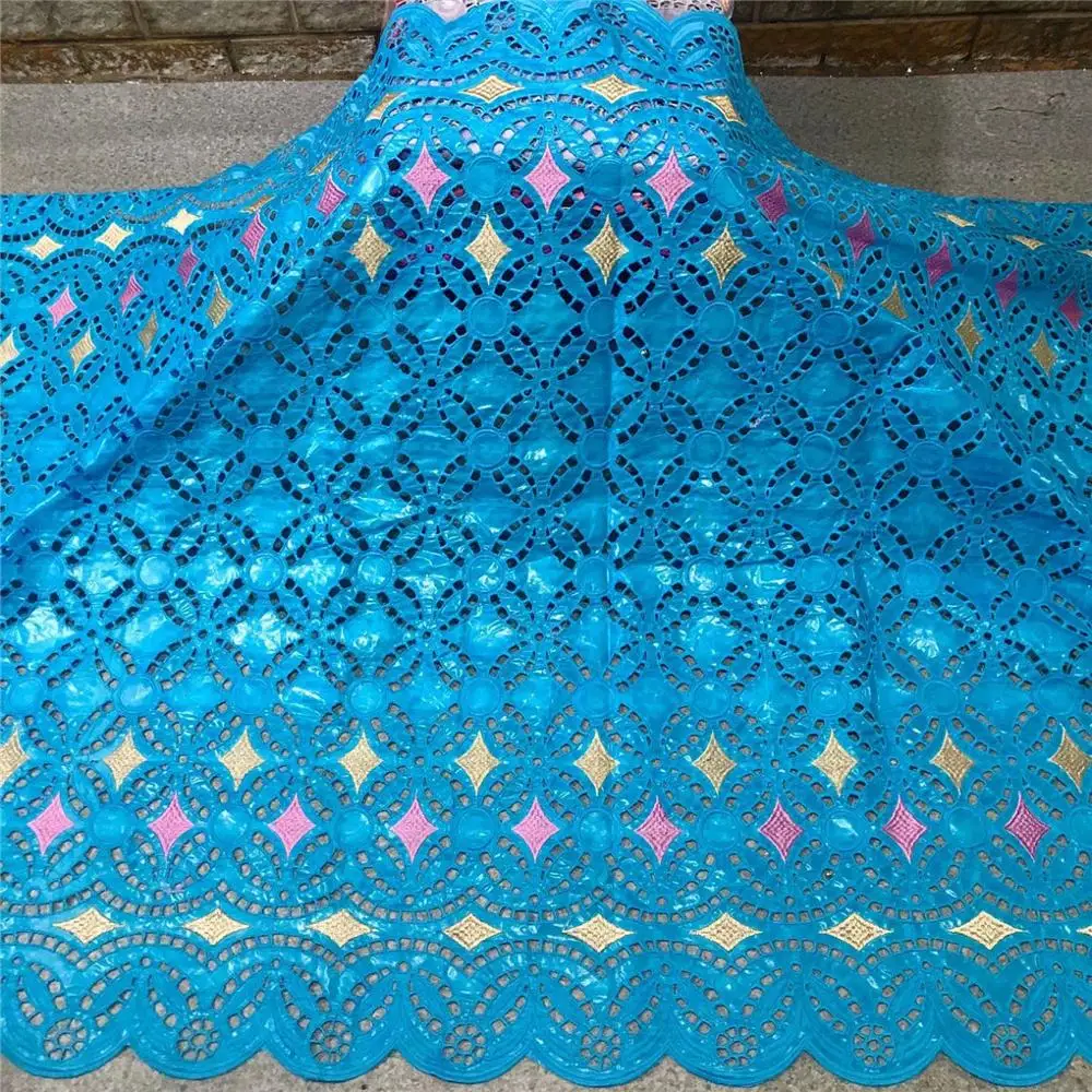 

2020 New arrival african Bazin riche fabric with Stones embroidery lace / bazin riche dress material Nigerian