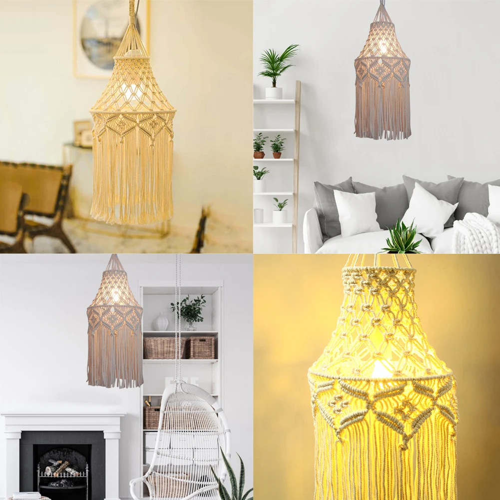 Светильник для макраме ручной работы люстра с подвесной лампой декоративный