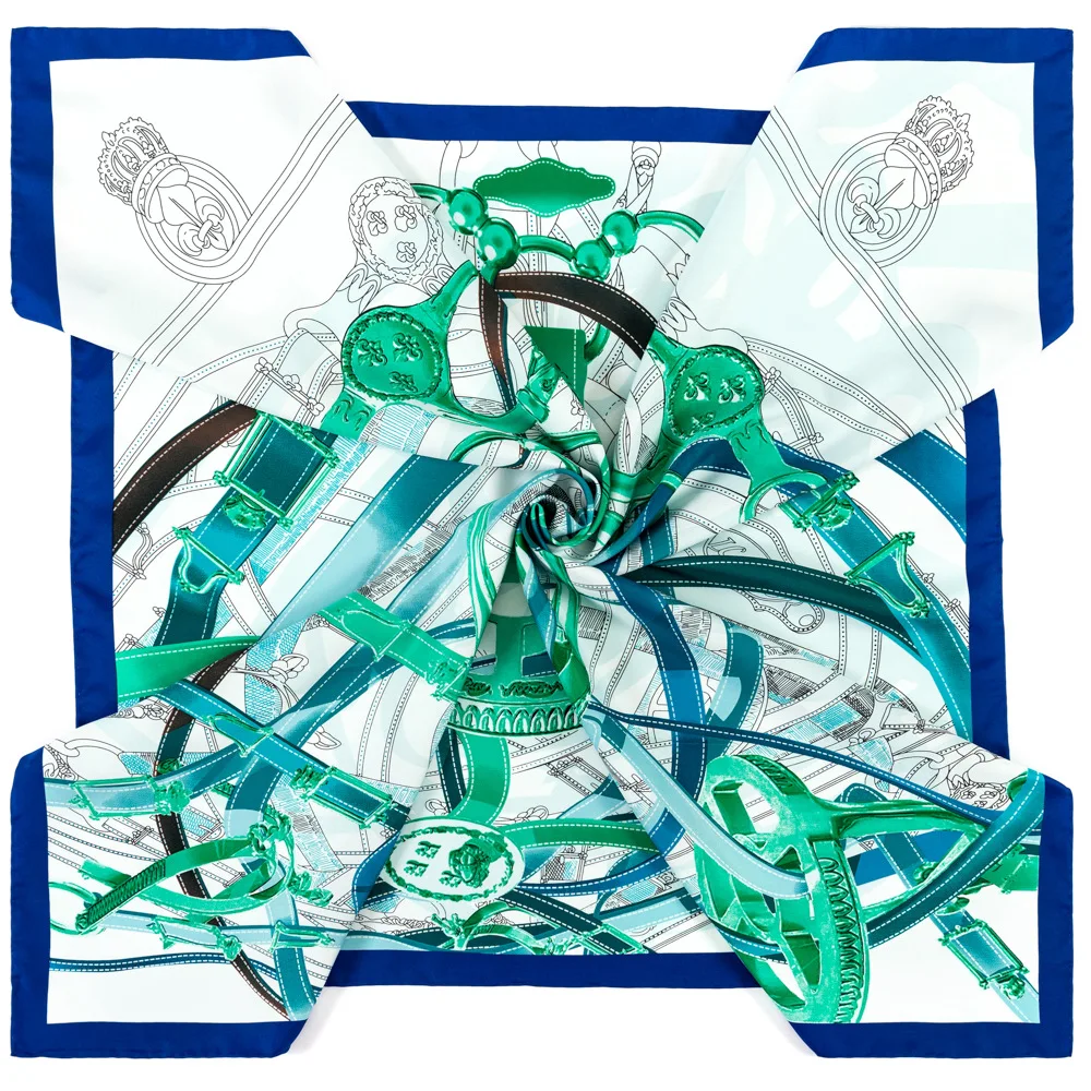 Атласными краями шарф от известных дизайнеров Косынки 90x90 см женский Шелковый