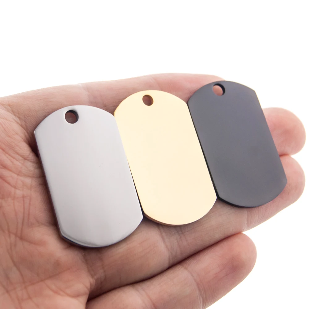 

50pcs military men's name ID tags both faces mirror polished Pendant stainless steel Necklace Pendant wholesale