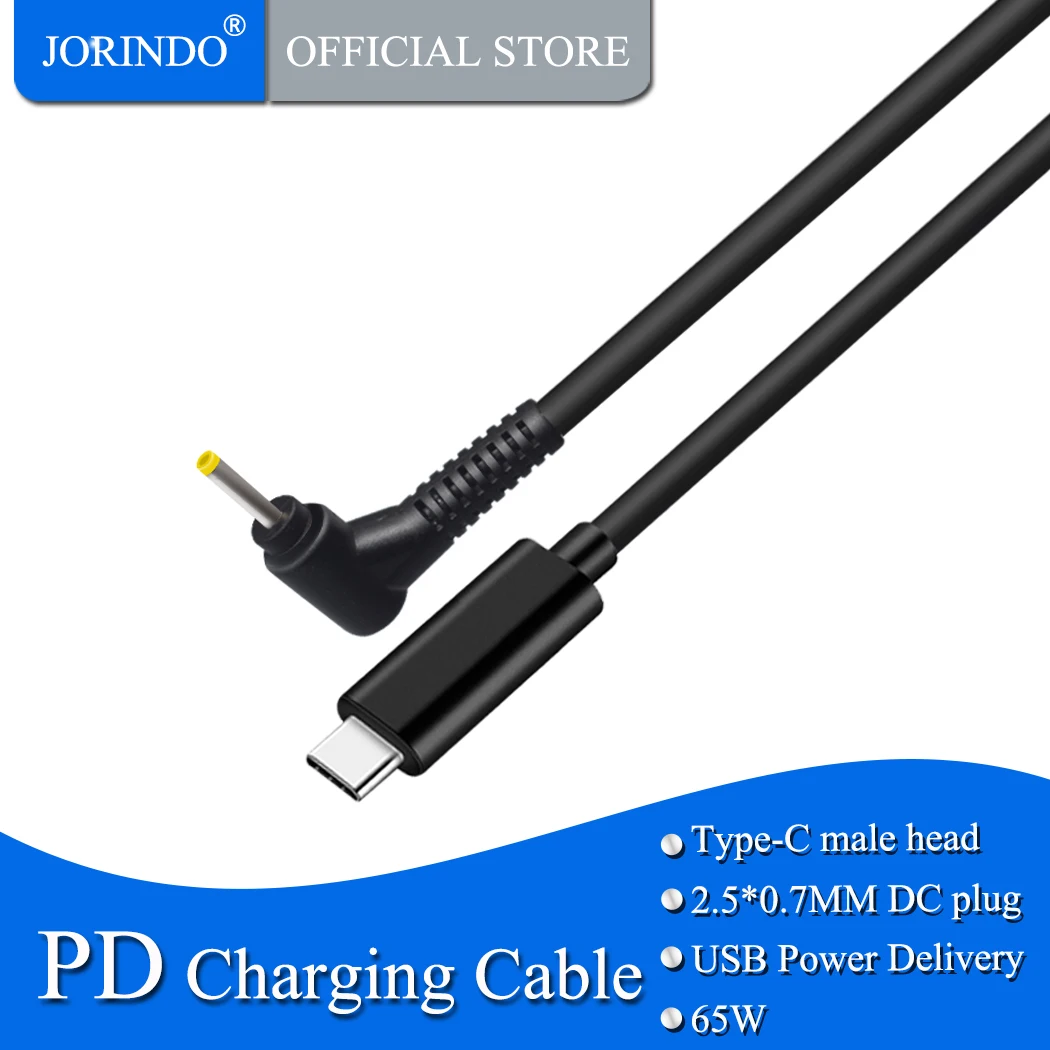 Кабель для быстрой зарядки ноутбука JORINDO 1 5 м/2 футов разъем Type-C (штекер) к DC 0 7 * мм 20