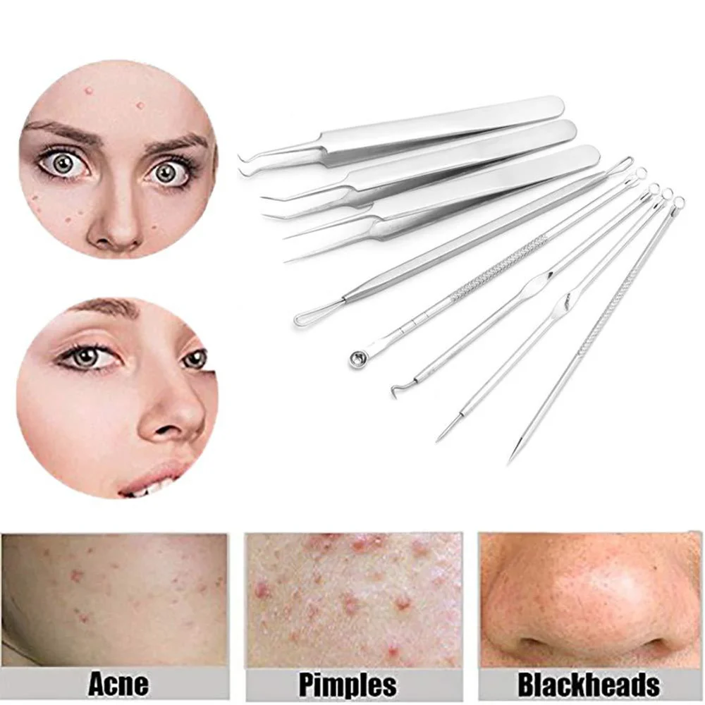 

8pcs Acne Pin Pimple Extractor Risk Free Stainless Steel Blackhead Remover Pimple Extractor Pore Cleaner Deep Facial Care Tools