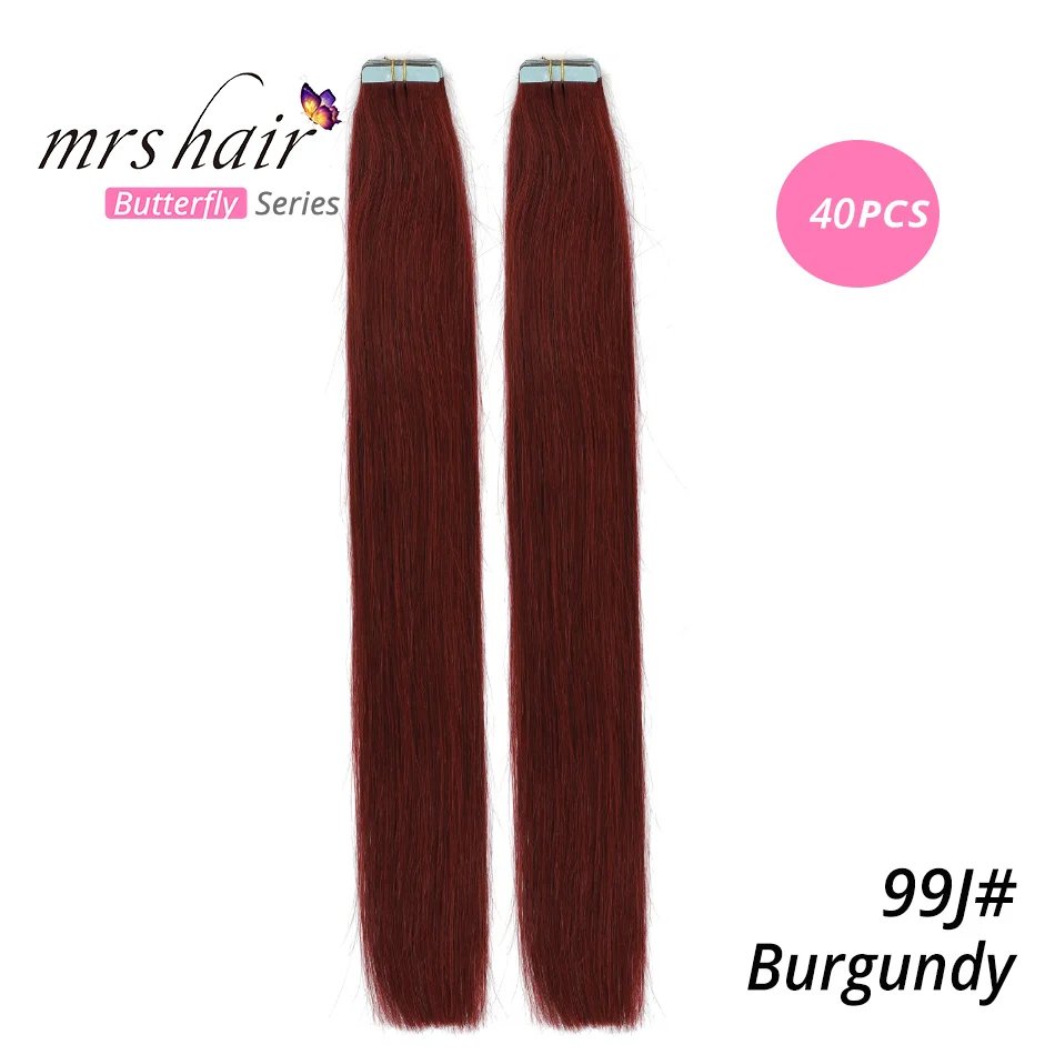 Mrshair Клейкие ленты в Пряди человеческих волос для наращивания 1" 18" 2" 22" 2" машина сделала Волосы Remy на Клеящие средства Клейкие ленты pu кожа утка Невидимый 20 штук - Цвет: # 99J