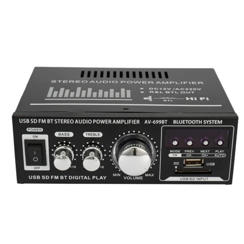 AC 220 В/DC12V HIFI аудио стерео усилитель мощности для автомобиля и дома 2CH ЖК