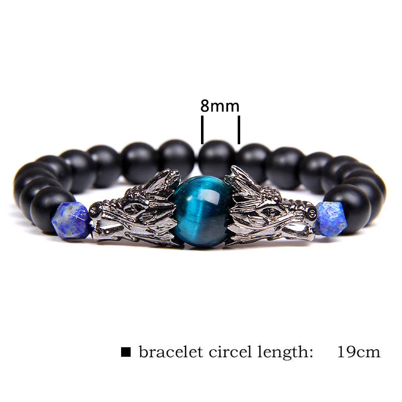 Браслет "тигровый глаз" для женщин Pulseira Masculina мужские ювелирные изделия дракон Bileklik Pulseira 8 мм каменные бусины эластичные мужские браслеты