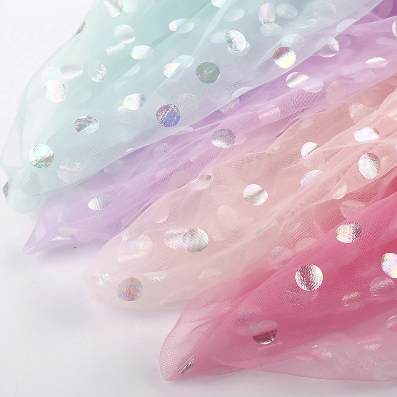 Новая цветная волнистая пряжа в горошек для девочек сетка марлевая одежда платье