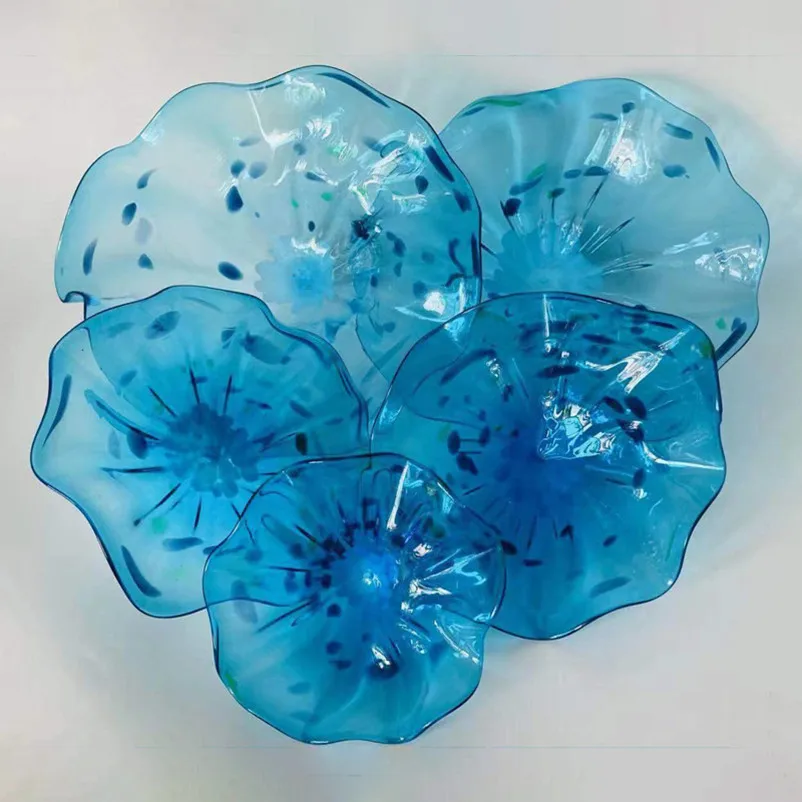 

Customized Blown Glass Wall Lamps Modern Art Decor Colored Murano Flower Plates Home Mounted Sconce 8 to 18 Inches