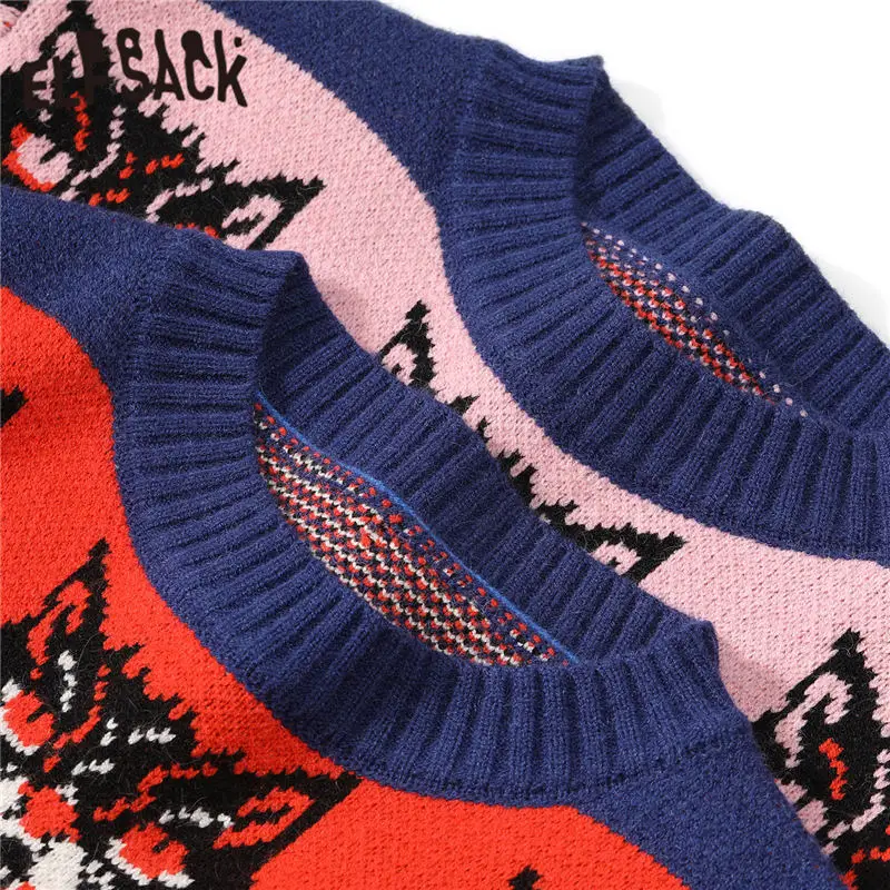 ELFSACK розовый волк принт вязанные повседневные пуловеры женские свитера зима 2020