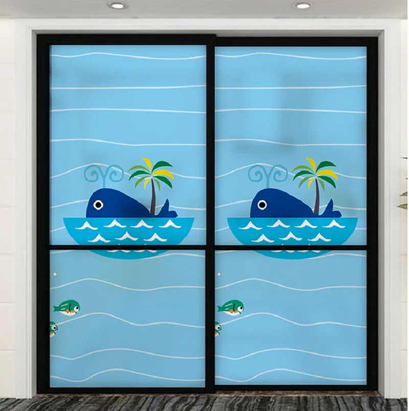 

Sea Whale Custom Size Window Film Static Cling UV-Reduction Antiseptic Removable Reusable Home Decoration Tint-Film 70cmx100cm