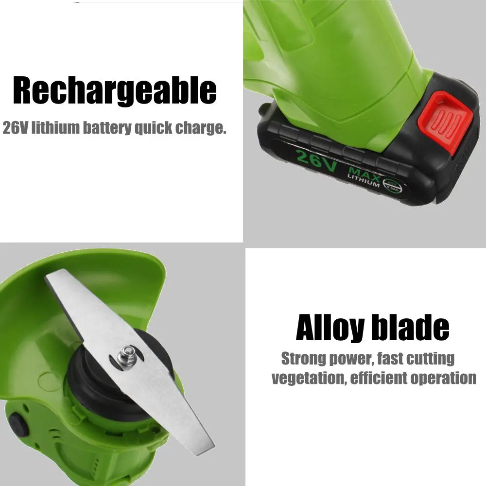 

26V Cordless Electric Grass Trimmer Lawn Mower Grass Trimmer 12in Auto Release String Cutter Pruning Garden Tools with Battery