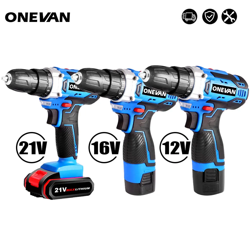 

12V 16V 21V Electric Drills Cordless Electric Screwdriver Rechargeable Lithium Battery Mini Wireless Power Driver Tools