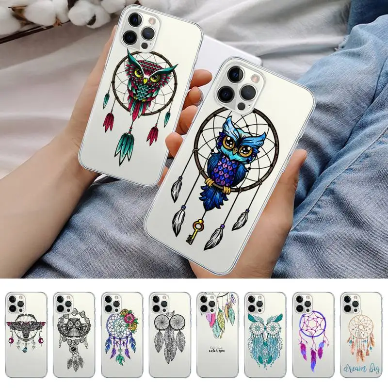 

Dream Catcher Drawings Feather Owl Phone Case for iPhone 11 12 13 mini pro XS MAX 8 7 6 6S Plus X 5S SE 2020 XR case