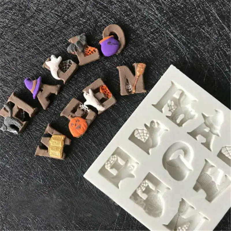 

Хэллоуин письмо торт выпечки формы алфавит DIY силиконовая форма для шоколада, помадки DIY Инструменты для выпечки
