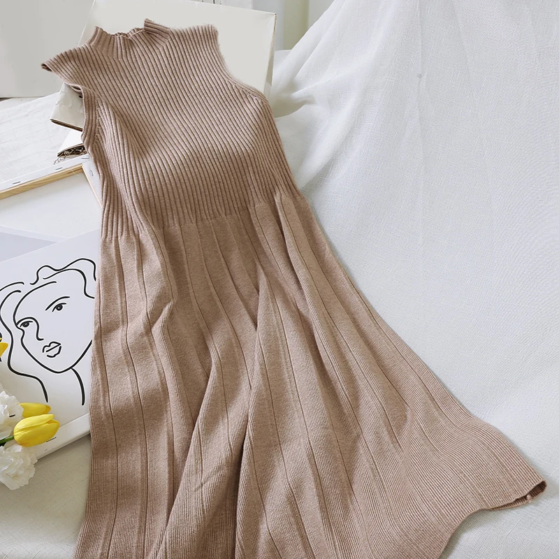 Повседневное винтажное женское однотонное платье-трапеция с высокой талией