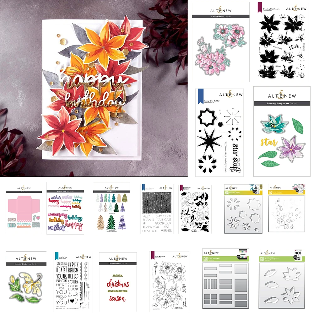 

Diy New Color Swatches Christmas Tree Diamonds Starflowers Wishes Word Metal Cutting Dies Stamps Stencil Set Crafts Decoration