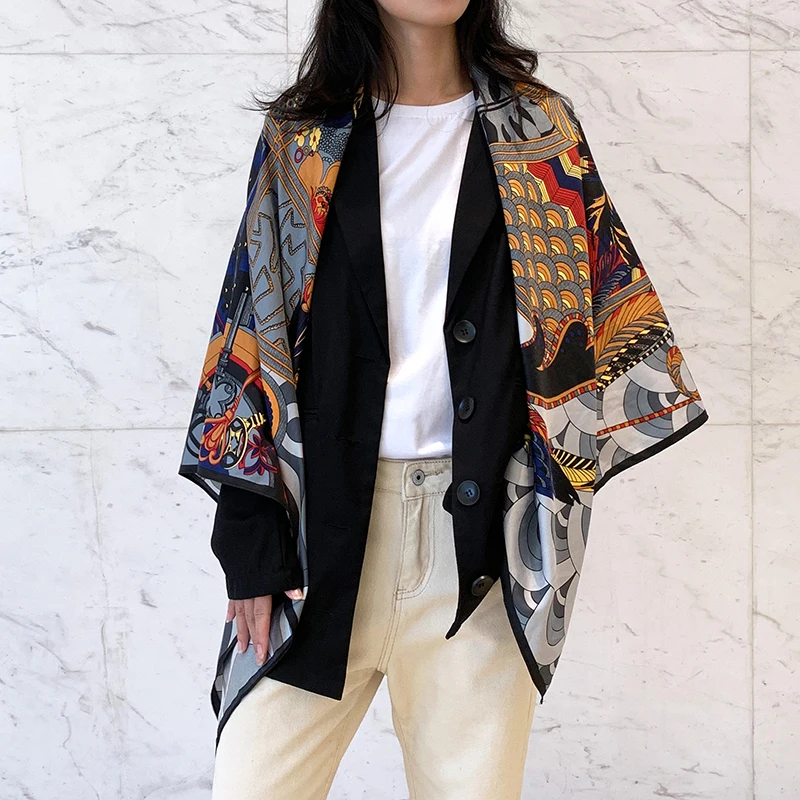 

New luxury spring women scarf high-quality shawl silk fashion scarf beach sun protection bag turban scarf 130cm * 130cm