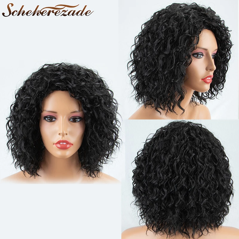 

Afro Kinky Curly Lace Front Wigs Synthetic Black Short Bob Wigs For Women Synthetic Lace Front Wigs Heat Resistant Scheherezade