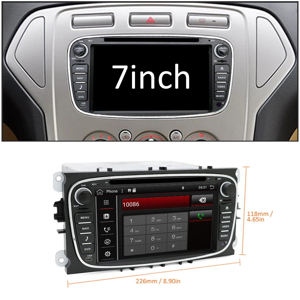 Автомобильный DVD-проигрыватель 2 Din Android 10 для Ford Focus II MK2 Mondeo S-MAX C-MAX Galaxy Kuga