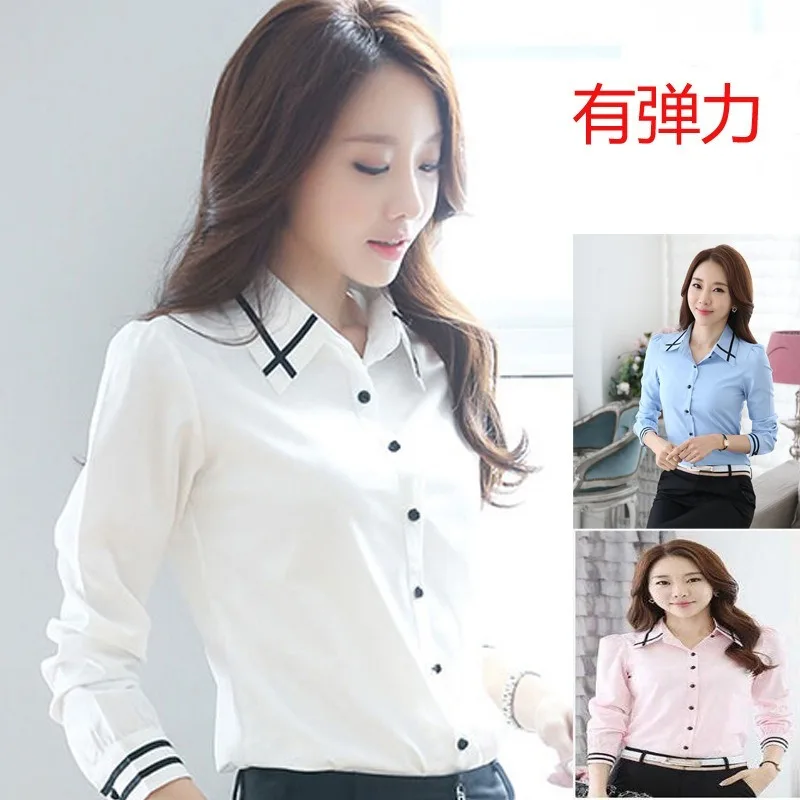 

Women 's Big Size White Women 's Long-sleeved Student Korean Style Women Shirt Blusas Femininas Elegante Turn- down Collar Shirt