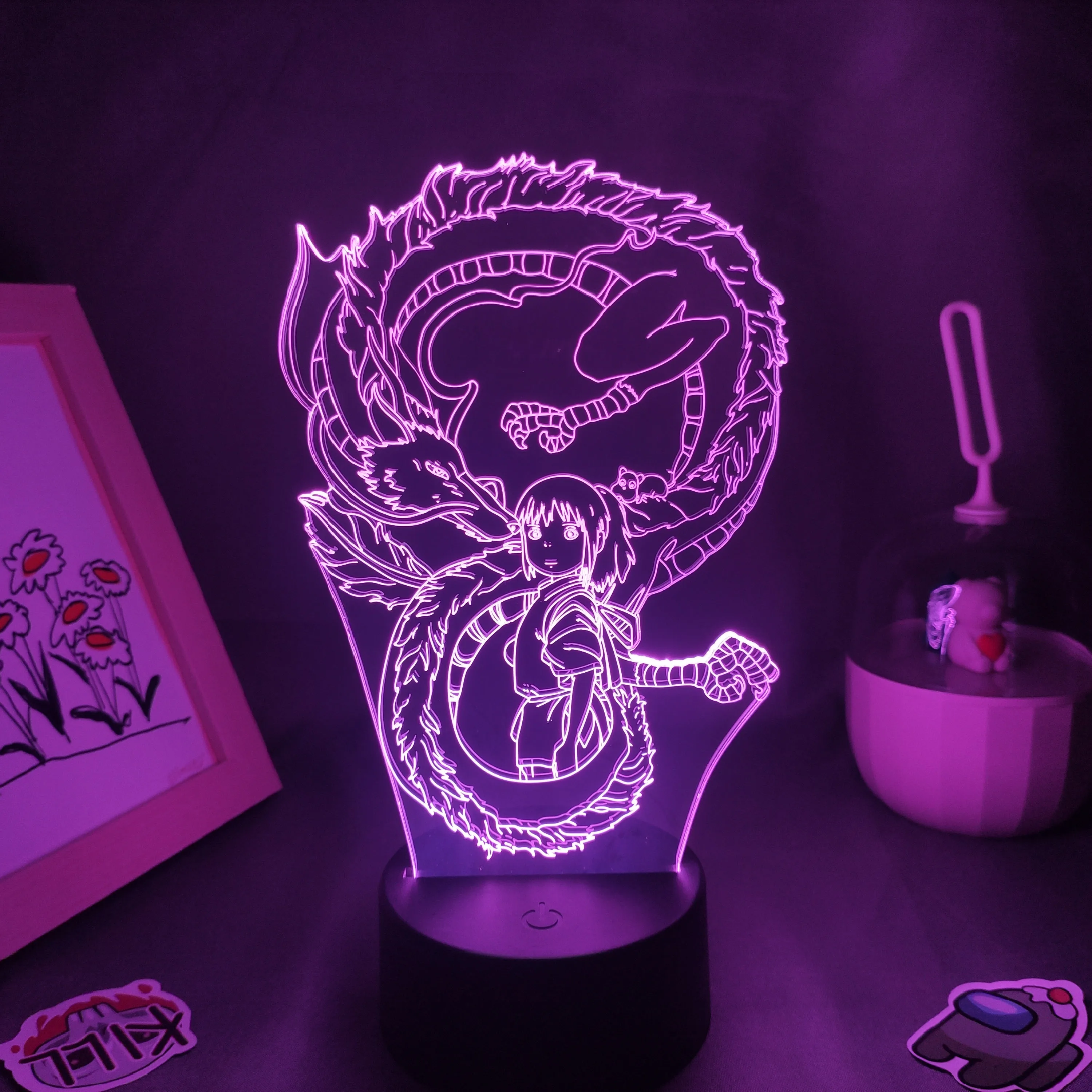 Luces Led de noche de neón con dragón blanco RGB, regalos geniales para amigos, lámpara de Lava 3D para dormitorio, mesita de noche, decoración de Manga de Anime