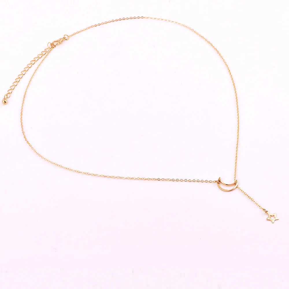 Fashion Jewelry New Sweet Long Necklace Tassel Gold Star Moon Pendant Simple Necklaces for Women Accessories