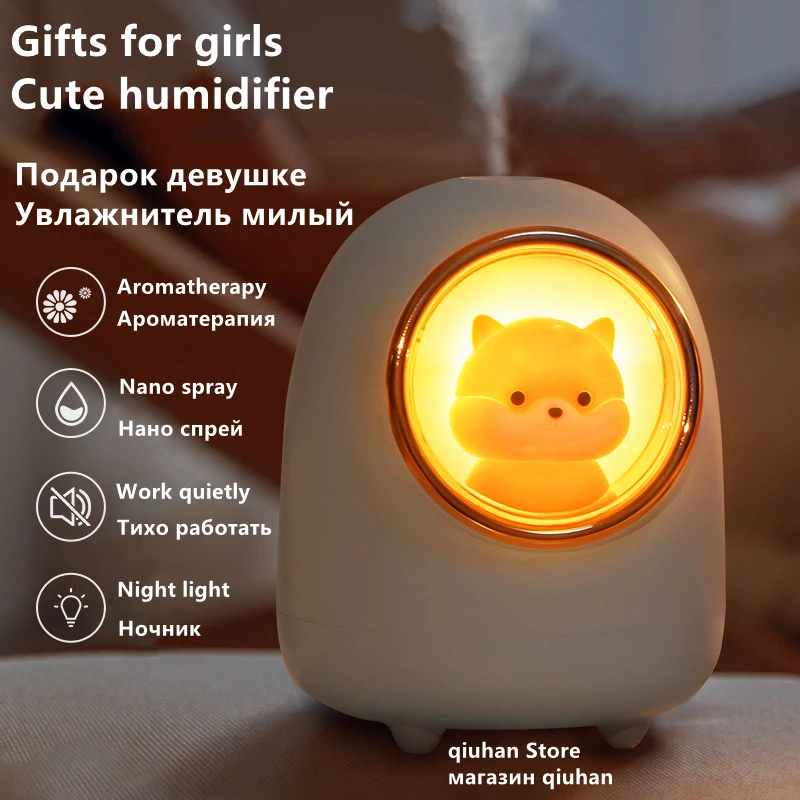 

Portable Cute Humidifier Usb Wireless Aromatherapy Essential Oil Diffuser Air Humidifier Household Led Night Light Cool Things