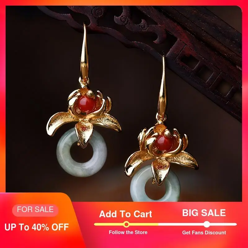 Винтажные серьги с камнями под старину свисающие для женщин цветами в подарок