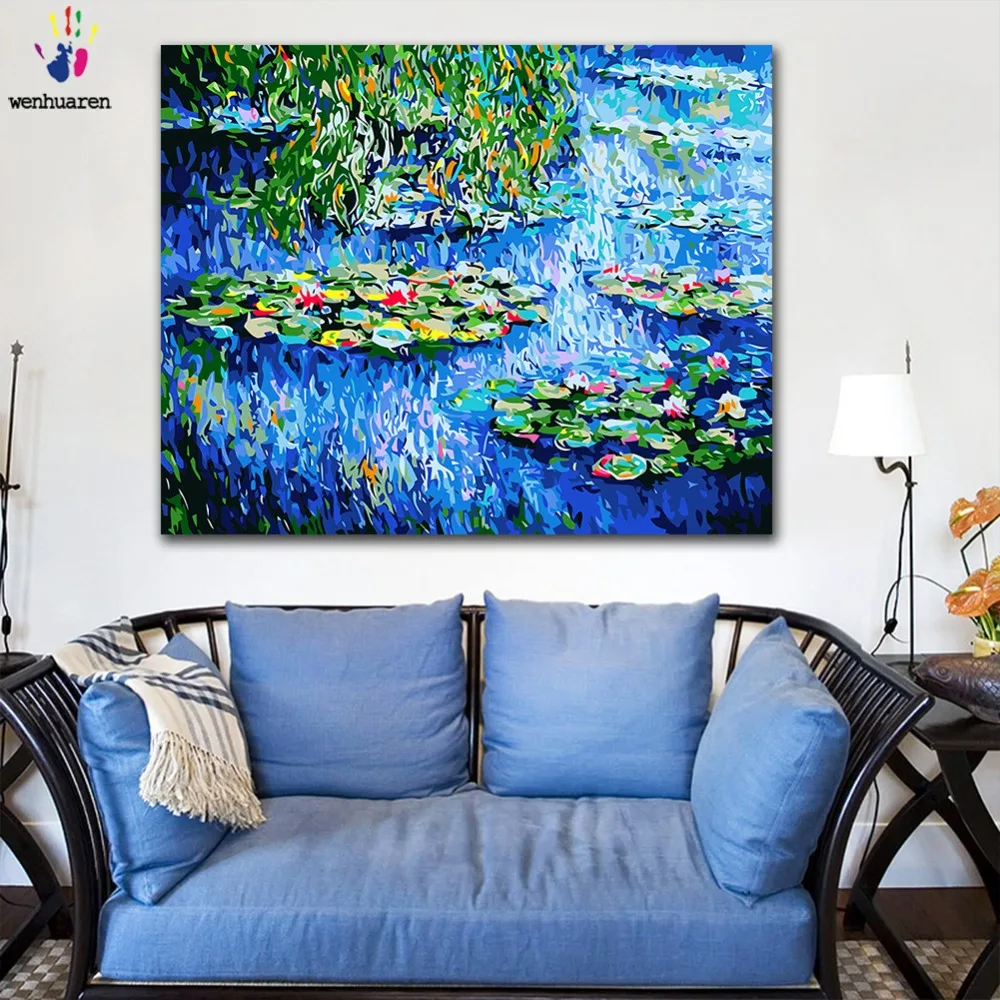 DIY картинки для раскраски по номерам с цветами мостик монета в Японии картина