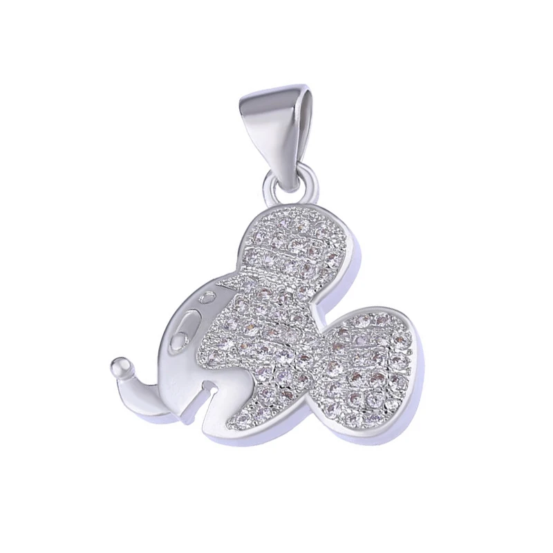 Juya DIY принадлежности для подвесок Micro Pave Циркон маленькие ножки медальон бабочка черепаха Слон Подвески для женщин дети Изготовление ювелирных изделий - Окраска металла: White Gold