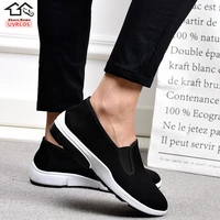 cloth shoes with wool daddy shoes pure black cotton mens shoes drivers work labor protection oxford sole casual shoes