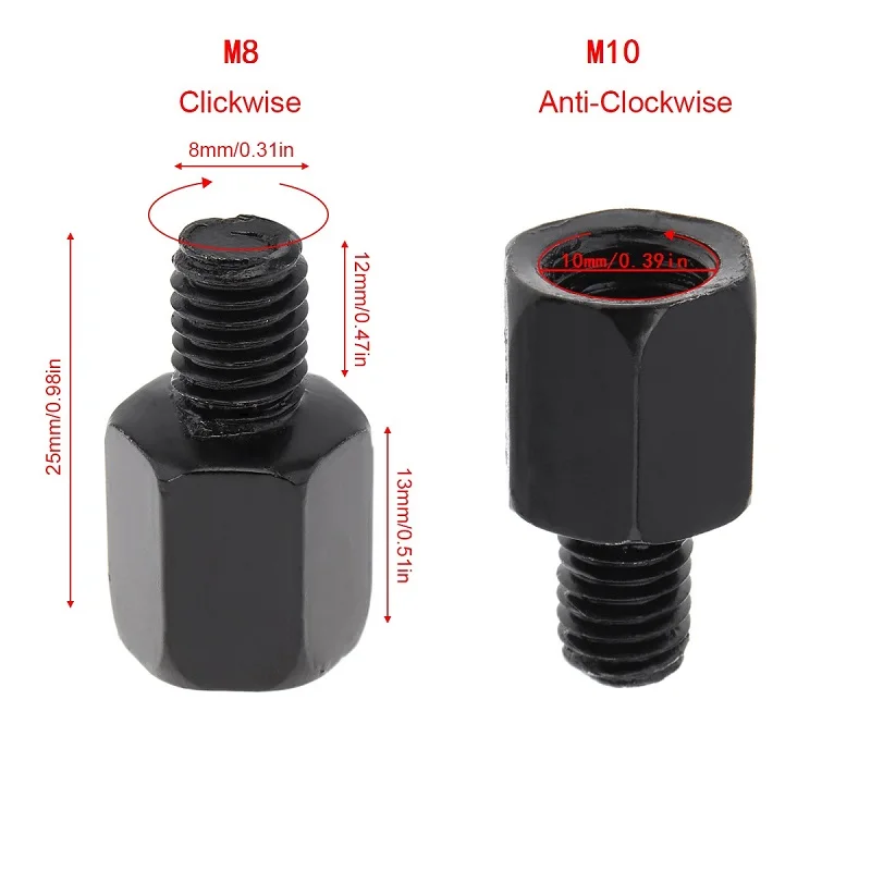 1PC M10-M8 RL 1 шт. зеркальный адаптер M8 M10 10 мм 8 мм Универсальный черный мотоцикл зеркало заднего вида адаптер болт стальной металлический для мотоцикла - Цвет: 1PC M10-M8 RL
