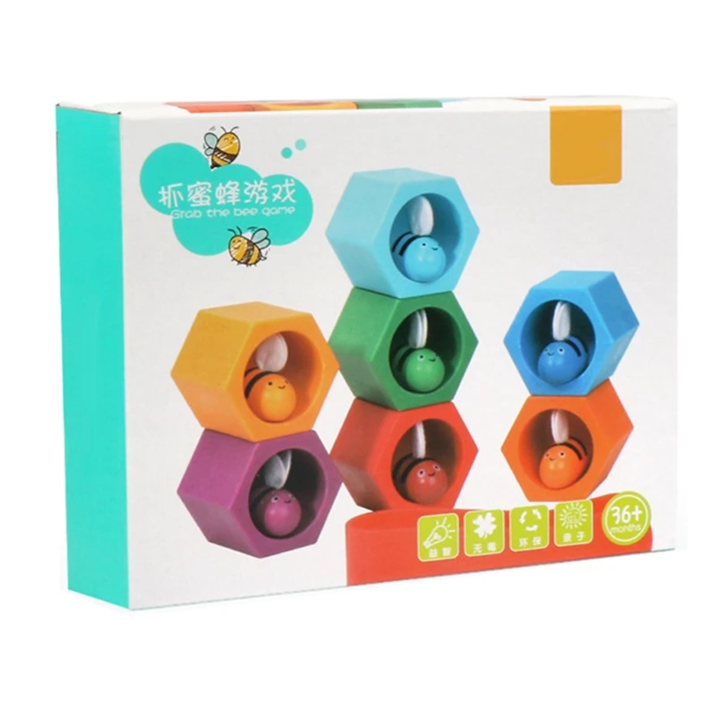 

Wooden Catching Toy Color Match Game with Clip Children Favors Birthday Gift